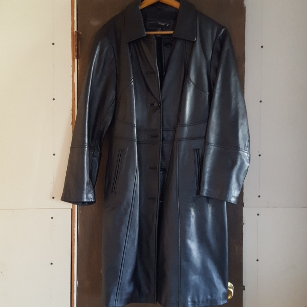 Black leather coat